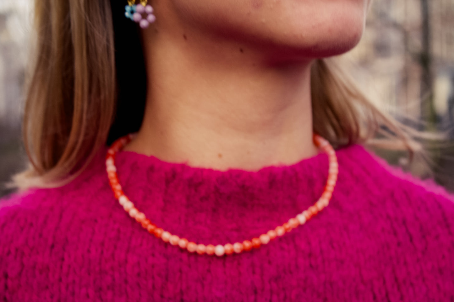 Oranje kralenketting