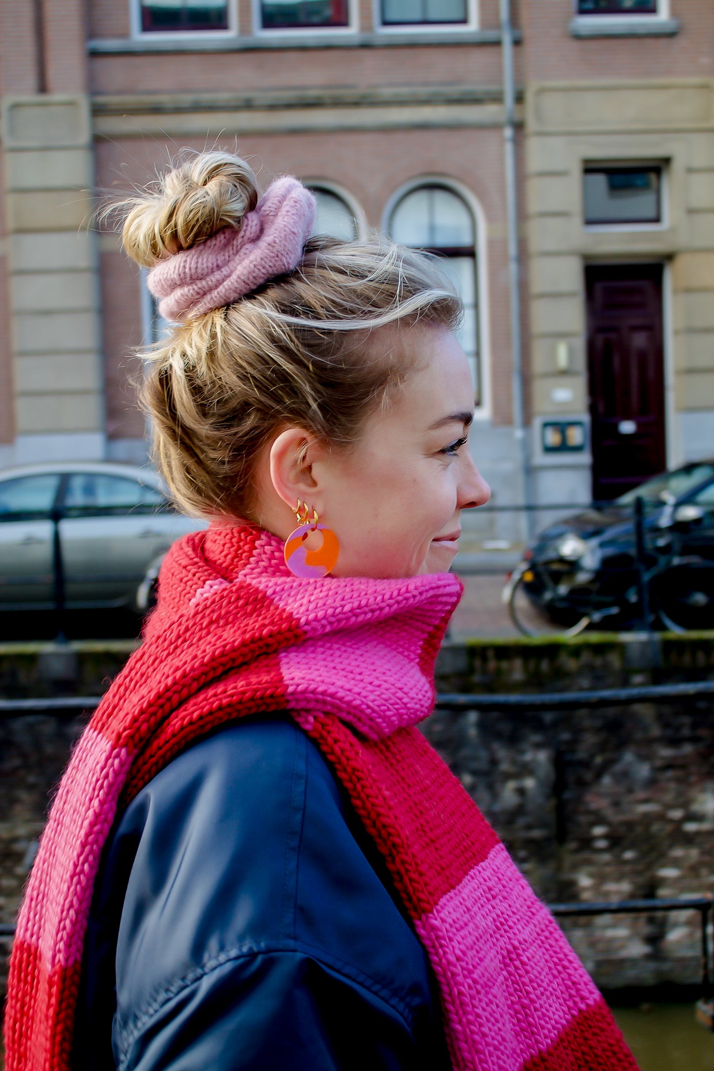 Roze scrunchie