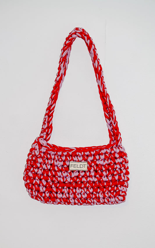 Gehaakte minibag - roze / rood